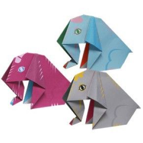 儿童手工折纸 3只大象 3d立体纸模型手工diy 附带说明