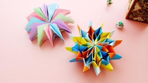 漂亮的折纸烟花无限翻可以变换好几种花色步骤一点也不难