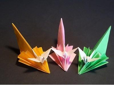对飞双千纸鹤的折法图解折纸教程-33kb