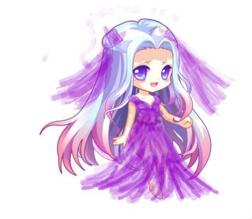 紫色系列公主的独特爱恋简笔画