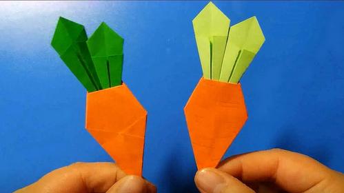 手工折纸教程小白兔最爱吃的胡萝卜来啦简单又有趣