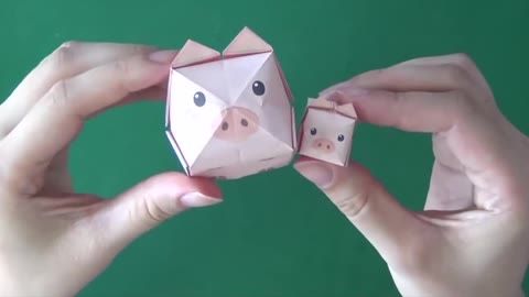 手工折纸 可爱的小猪魔方
