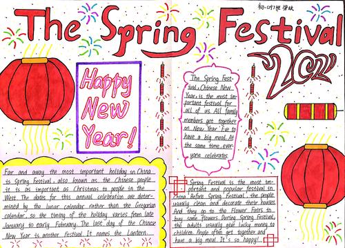 spring festival的手抄报 手抄报版面设计图