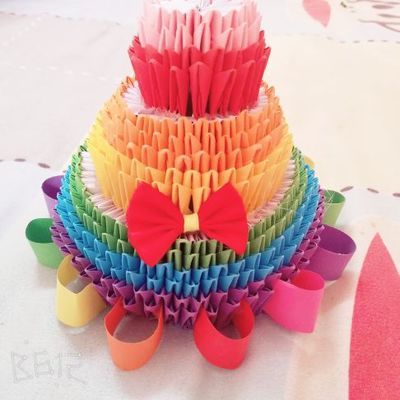 小琪diy手工三角插 蛋糕折纸成品 学生幼儿园参赛作品 生日礼物
