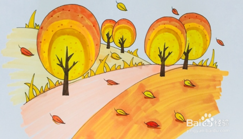 二年级秋天景色简笔画
