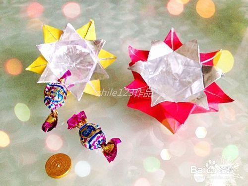 手工折纸制作3星形糖果盒