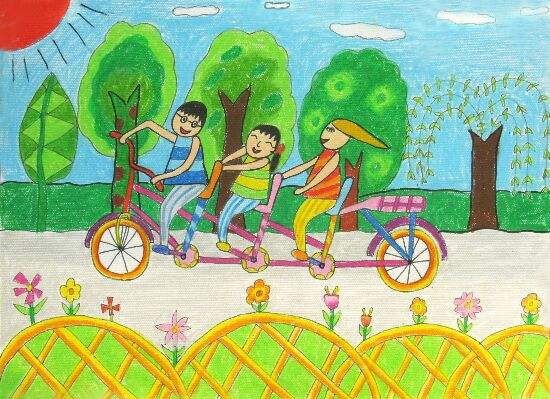 低碳环保儿童画图片绿色出行--简笔画大全