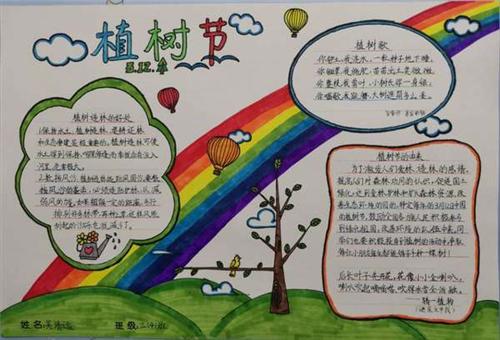 相约春天 拥抱绿色植树节主题手抄报和绘画作品 图片来源滁州市