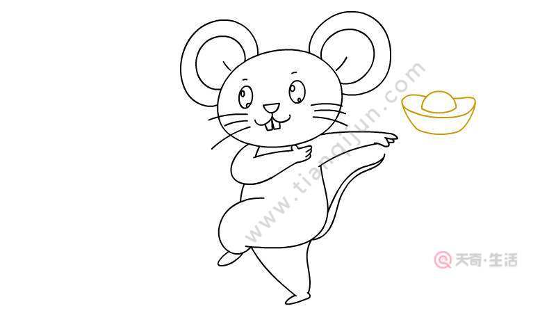 好福来到十二生肖老鼠简笔画简易画法鼠年画鼠吉祥到2020年鼠年年画
