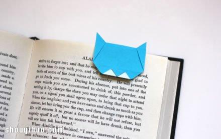 小猫折纸书签在书角上的 手工折纸大全-80作文吧文学网