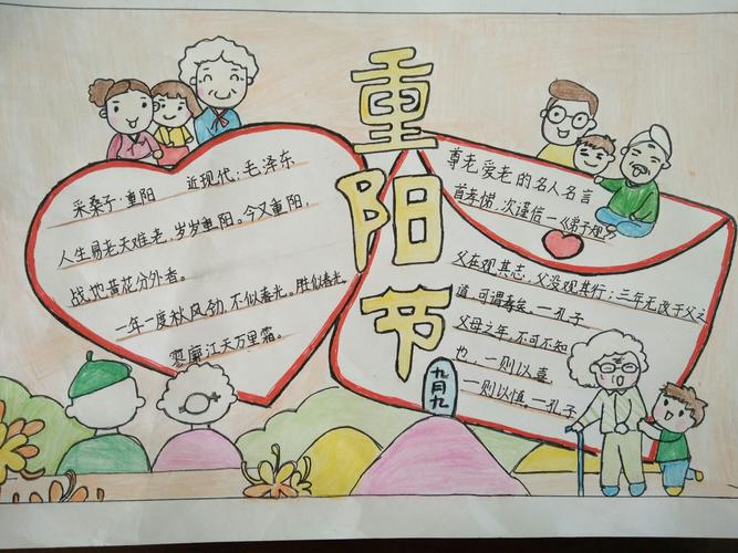 老敬老 爱在重阳汇仟小学四年级重阳节主题活动 写美篇重阳手抄报