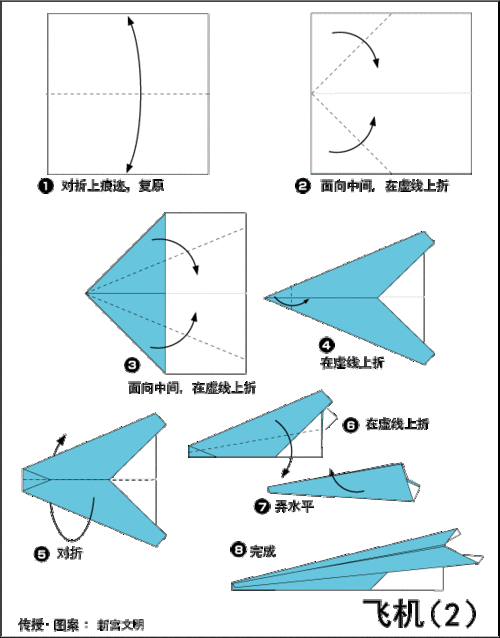 儿童折纸教程简单折纸之纸飞机2的折纸方法