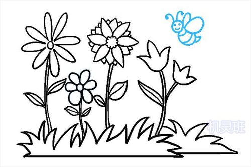 儿童画春天的花园简笔画步骤图解