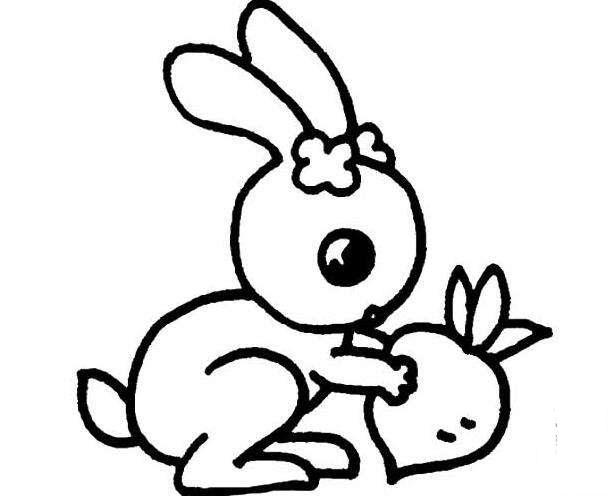 画 兔子拔萝卜简笔画图片兔子儿童绘画作品图集  兔子这个可爱的小