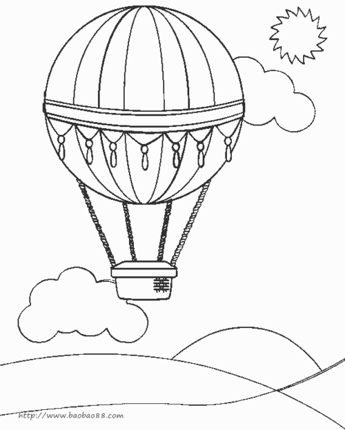 热气球简笔画21p交通工具简笔画涂色图片
