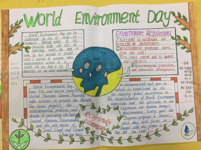 这是我们的第一次英语手抄报 主题为世界环保日