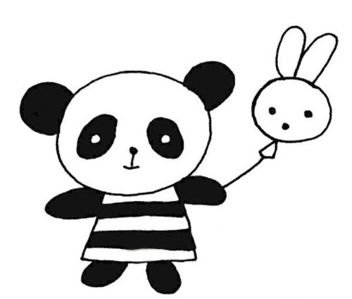 淘气熊猫的简笔画