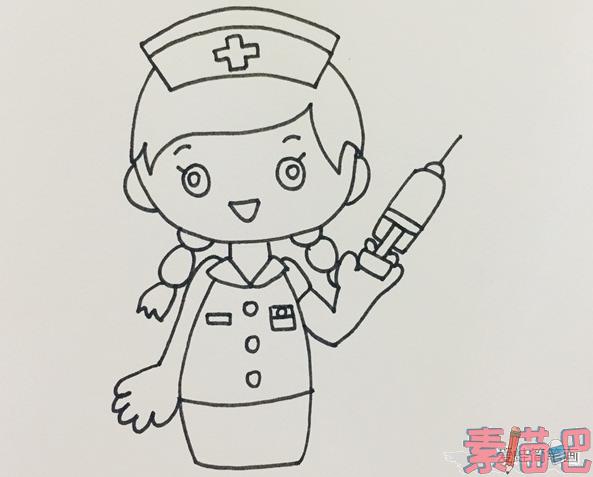 卡通护士的画法人物简笔画素描吧