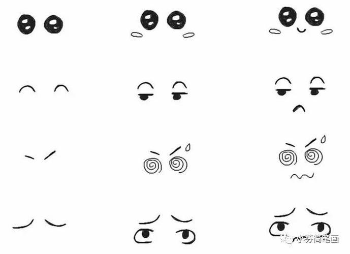 表情简笔画动漫简笔画坚定的眼神有趣简笔画教程75157步画超级简单的