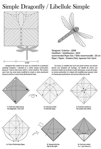 折纸图解超级漂亮的折纸蜻蜓 折法简单