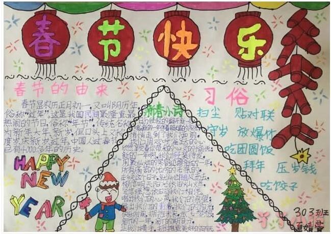 我们的传统节日春节三年级手抄报该如何画