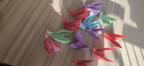 有趣的折纸活动结束啦 小朋友们真的很棒 把小飞鹤折的如此漂亮 让