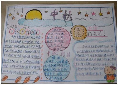 六年级小学生画的中秋节手抄报 中秋节小学手抄报