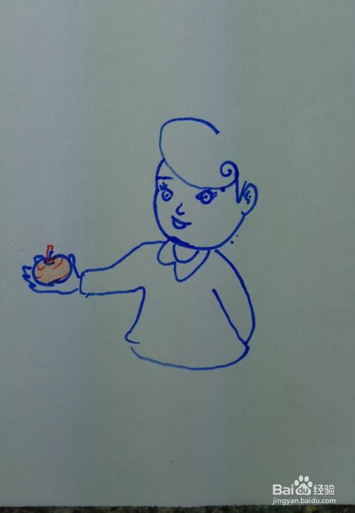 怎样画儿童简笔画手拿苹果的女孩