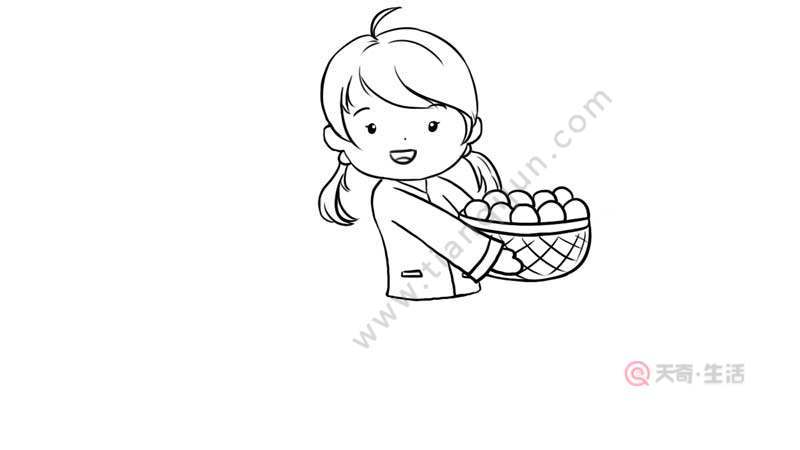 画挎着篮子的简笔画小红帽卡通图片同趣style简笔画提水果篮的小女孩