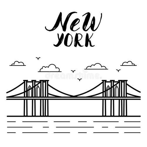 布鲁克林大桥的简笔画