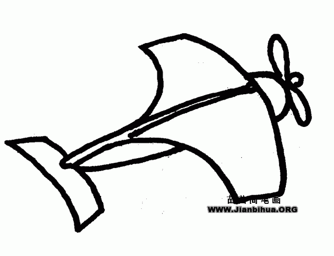 螺旋桨飞机简笔画图片教程-儿童简笔画大全