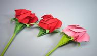 一张纸折出美丽的玫瑰花托简单的折纸花托diy手工制作
