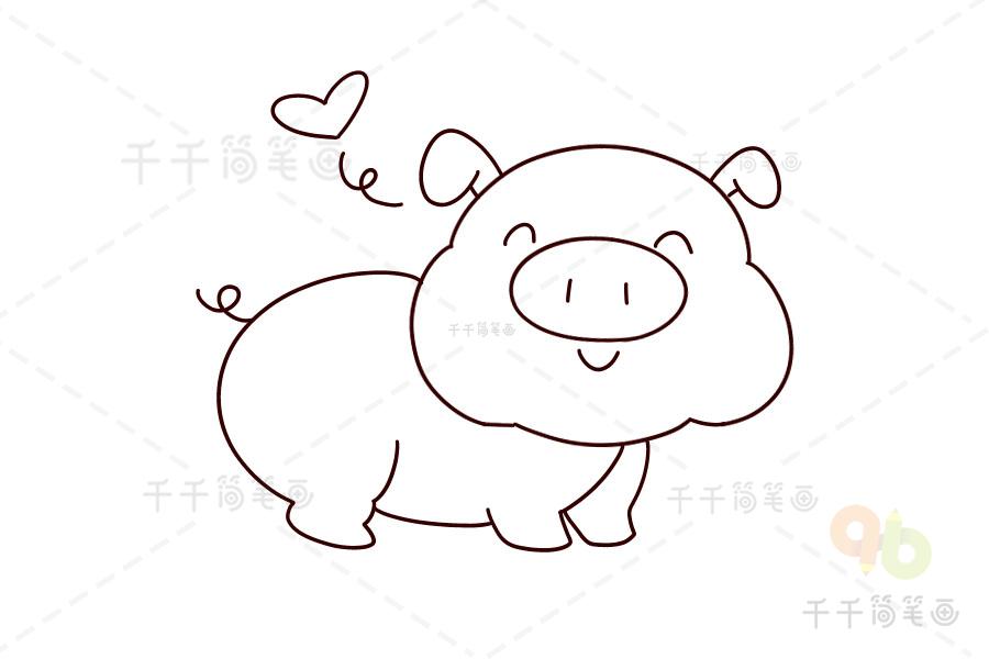 怎样画可爱的小猪猪简笔画