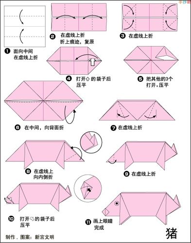 如何折红嘟嘟小猪脸手工折纸猪教程组图