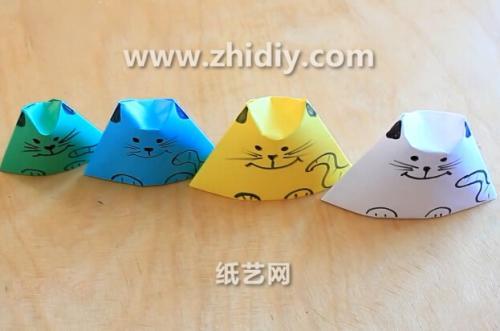 简单的儿童手工折纸小猫让我们能够学会简单的折纸小猫如何制作.