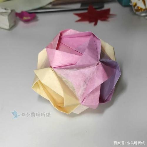 简单漂亮 只需6枚组合折纸玫瑰花球