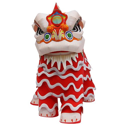 中国国风新年年春节舞狮狮子舞材料立体折纸3d其他类型纸模