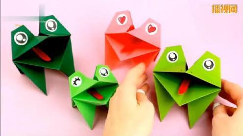 趣味折纸diy看看如何用一张纸折青蛙非常简单