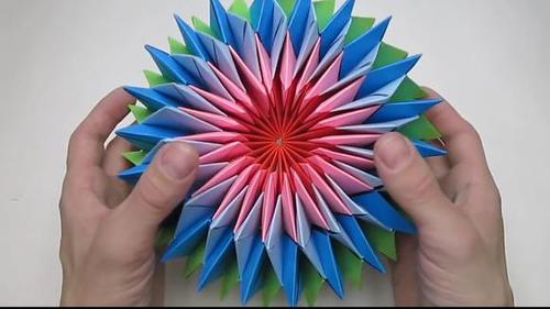 漂亮的立体无限翻烟花非常好玩的折纸万花筒减压玩具