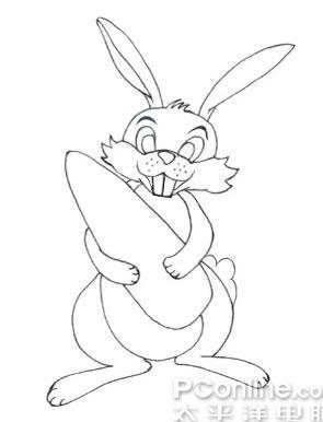 小兔子抱胡萝卜简笔画