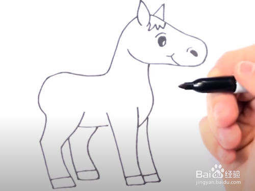 少儿简笔画如何用彩笔一笔一笔画小马驹