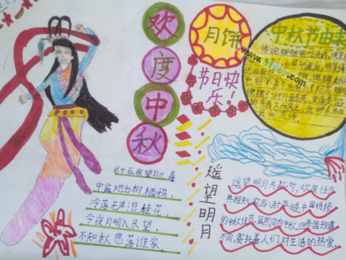 中秋节手抄报小学三年级中秋节的由来手抄报图片