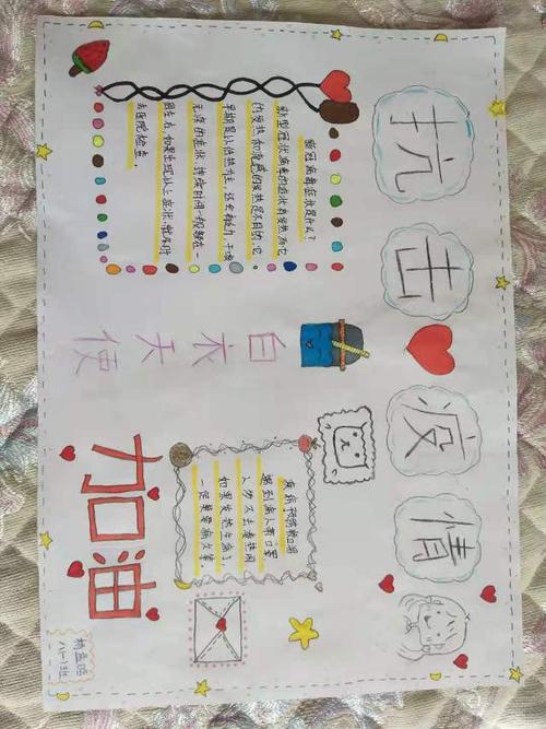 杨梦晗同学用手抄报表达了对医护工作者的敬佩感谢奋斗在一线的白衣
