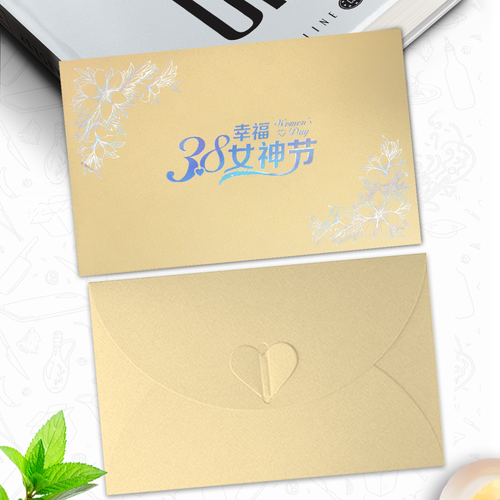 三八妇女节贺卡 女神节女王节贺卡定制 镭射烫金 可印logo 创意卡