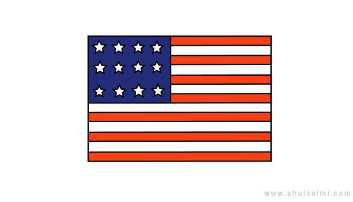 美国国旗简笔画怎么画美国国旗简笔画图片