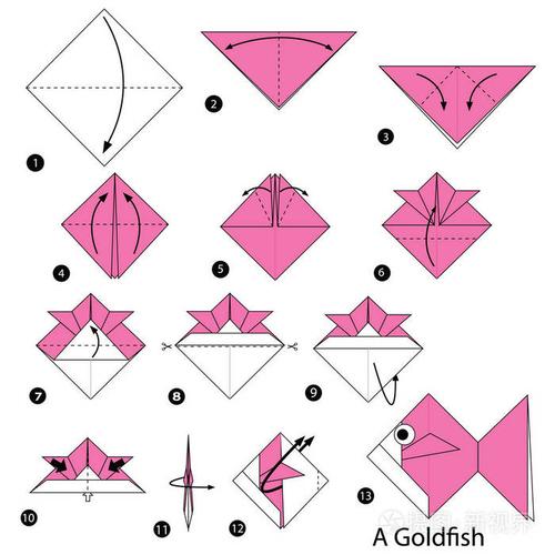 一步一步的说明如何使折纸金鱼