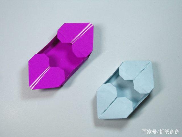 简单的折纸盒子 双爱心收纳盒的折法步骤图解