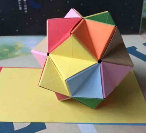 立体花球折纸图解-好看精美的七彩花球折纸大全 - 5068儿童网
