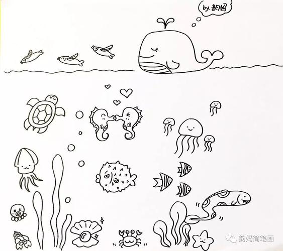 青岛海底世界简笔画