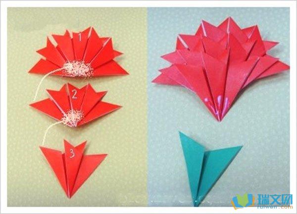 教师节康乃馨折纸花的折法4